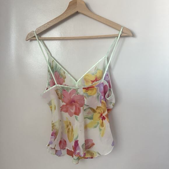 Y2K Camisole Blouse Sheer Floral Romantic Coquette Sexy Babydoll M - Picture 2 of 9